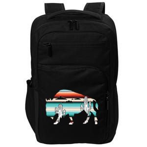 Funny Bison Desert Cactus Serape Western Impact Tech Backpack