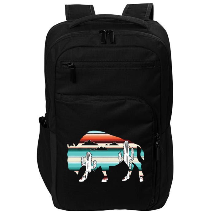 Funny Bison Desert Cactus Serape Western Impact Tech Backpack