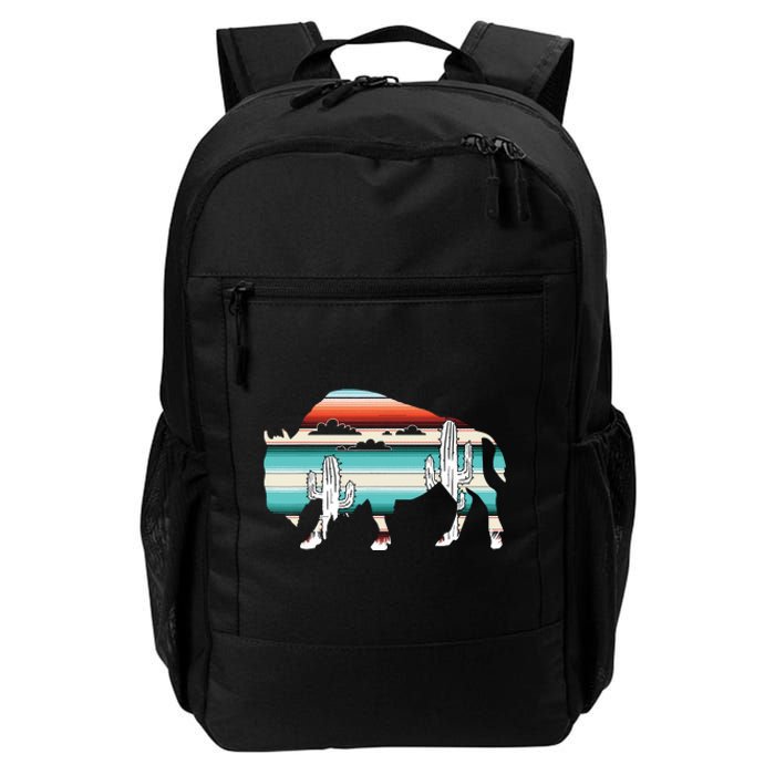 Funny Bison Desert Cactus Serape Western Daily Commute Backpack