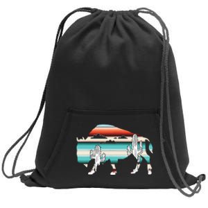 Funny Bison Desert Cactus Serape Western Sweatshirt Cinch Pack Bag