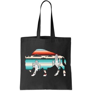 Funny Bison Desert Cactus Serape Western Tote Bag