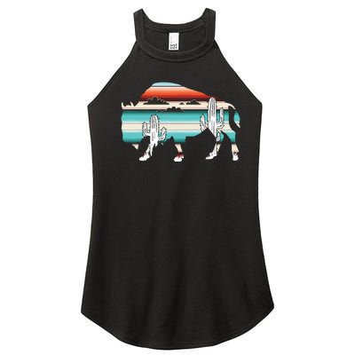 Funny Bison Desert Cactus Serape Western Women’s Perfect Tri Rocker Tank