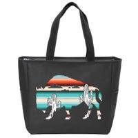 Funny Bison Desert Cactus Serape Western Zip Tote Bag