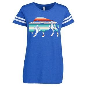 Funny Bison Desert Cactus Serape Western Enza Ladies Jersey Football T-Shirt