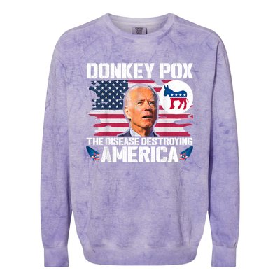 Funny Biden Donkey Pox The Disease Destroying America Colorblast Crewneck Sweatshirt