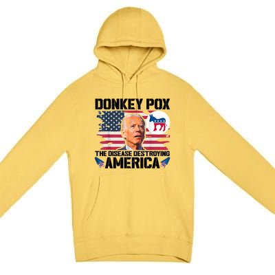 Funny Biden Donkey Pox The Disease Destroying America Premium Pullover Hoodie