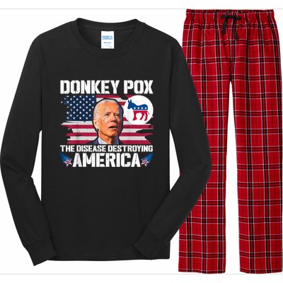 Funny Biden Donkey Pox The Disease Destroying America Long Sleeve Pajama Set