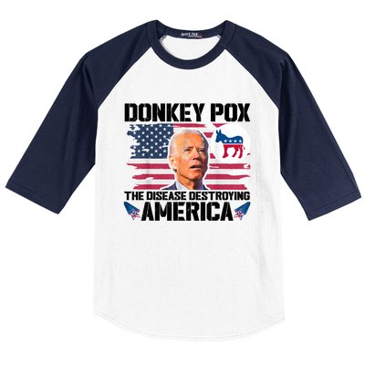 Funny Biden Donkey Pox The Disease Destroying America Baseball Sleeve Shirt