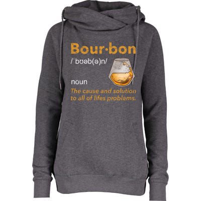 Funny Bourbon Definition Whiskey Ing Quote Gift Idea Gift Womens Funnel Neck Pullover Hood