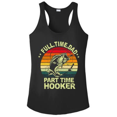 Funny Bass Dad Fishing Full Time Dad Part Time Hooker Ladies PosiCharge Competitor Racerback Tank
