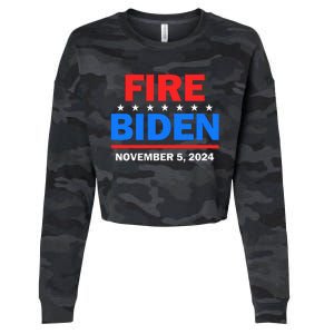 Fire Biden Elect Trump President 2024 Republican Patriot Cropped Pullover Crew