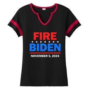 Fire Biden Elect Trump President 2024 Republican Patriot Ladies Halftime Notch Neck Tee