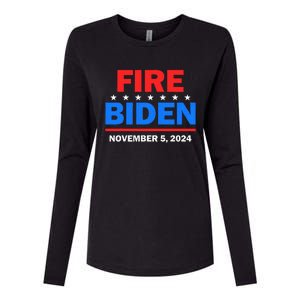 Fire Biden Elect Trump President 2024 Republican Patriot Womens Cotton Relaxed Long Sleeve T-Shirt