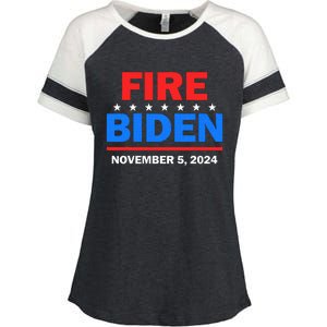 Fire Biden Elect Trump President 2024 Republican Patriot Enza Ladies Jersey Colorblock Tee