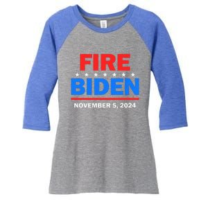 Fire Biden Elect Trump President 2024 Republican Patriot Women's Tri-Blend 3/4-Sleeve Raglan Shirt