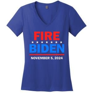 Fire Biden Elect Trump President 2024 Republican Patriot Women's V-Neck T-Shirt