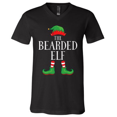 Festive Bearded Elf Group Christmas Costume V-Neck T-Shirt