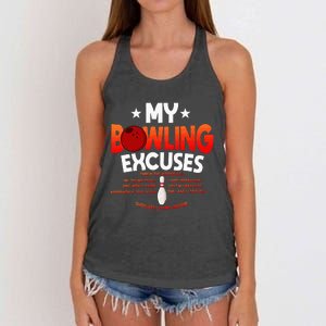 Funny Bowling Excuses Saying Gift Women's Knotted Racerback Tank