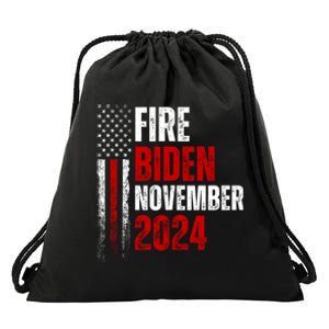 Fire Biden Elect Trump President 2024 Republican Patriot Drawstring Bag