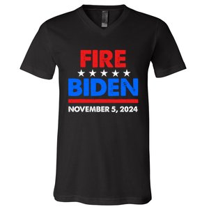 Fire Biden Elect Trump President 2024 Republican Patriot V-Neck T-Shirt