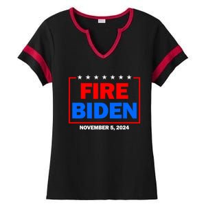 Fire Biden Elect Trump President 2024 Republican Patriot Ladies Halftime Notch Neck Tee