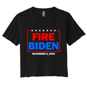 Fire Biden Elect Trump President 2024 Republican Patriot Women's Crop Top Tee