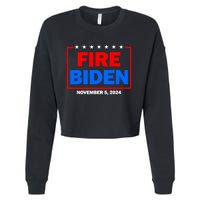 Fire Biden Elect Trump President 2024 Republican Patriot Cropped Pullover Crew