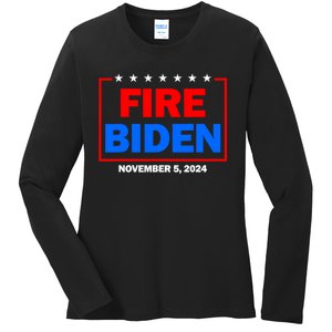 Fire Biden Elect Trump President 2024 Republican Patriot Ladies Long Sleeve Shirt