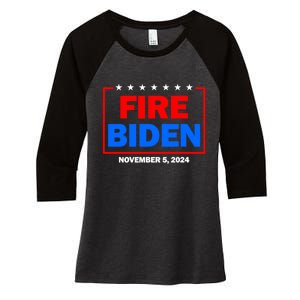 Fire Biden Elect Trump President 2024 Republican Patriot Women's Tri-Blend 3/4-Sleeve Raglan Shirt