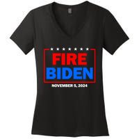 Fire Biden Elect Trump President 2024 Republican Patriot Women's V-Neck T-Shirt