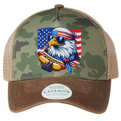 Funny Bald Eagle Hotdog American Flag 4th Of July Patriotic Legacy Tie Dye Trucker Hat