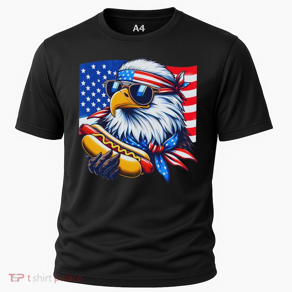 Funny Bald Eagle Hotdog American Flag 4th Of July Patriotic Performance Shirt