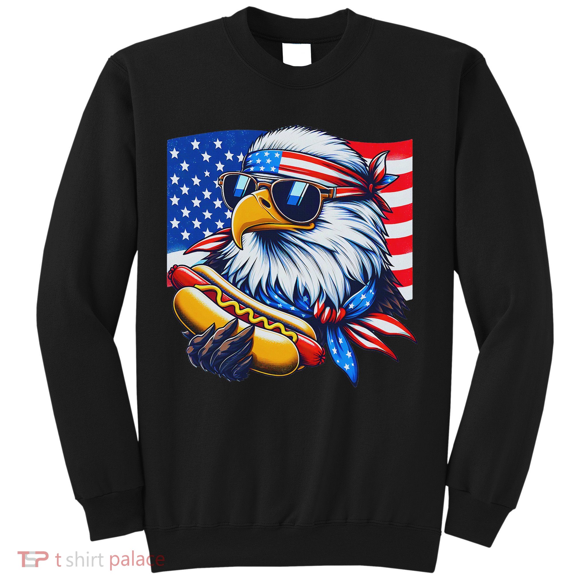 Funny Bald Eagle Hotdog American Flag 4th Of July Patriotic Sweatshirt