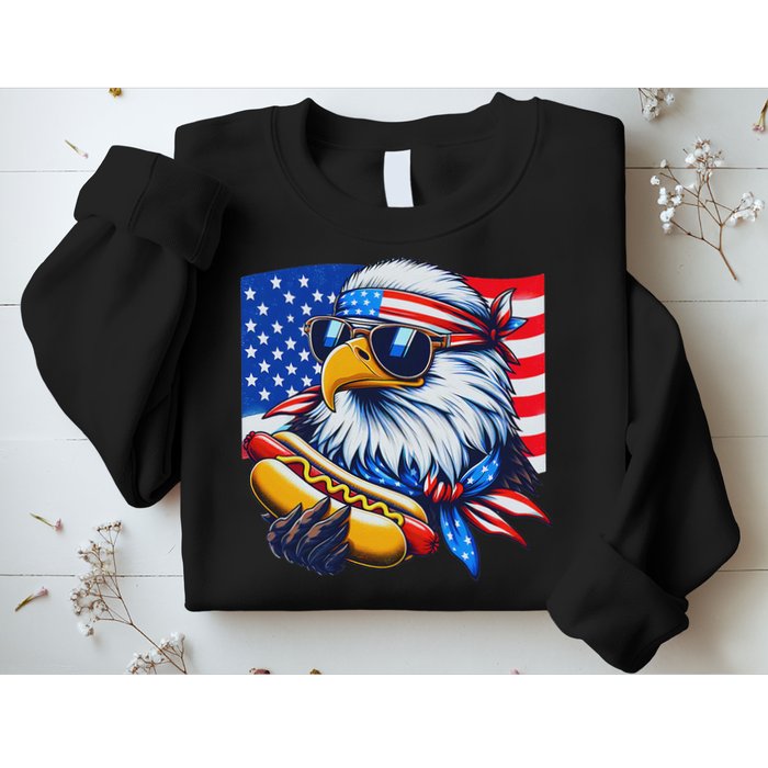 Funny Bald Eagle Hotdog American Flag 4th Of July Patriotic Sweatshirt