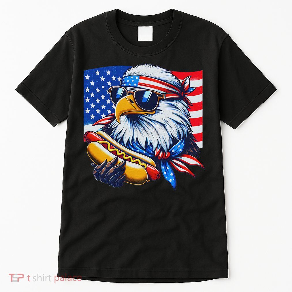 Funny Bald Eagle Hotdog American Flag 4th Of July Patriotic Tall T-Shirt