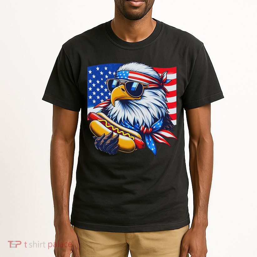 Funny Bald Eagle Hotdog American Flag 4th Of July Patriotic Tall T-Shirt