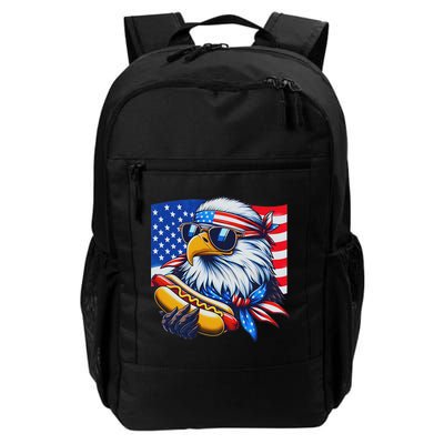 Funny Bald Eagle Hotdog American Flag 4th Of July Patriotic Backpack