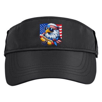 Funny Bald Eagle Hotdog American Flag 4th Of July Patriotic Adult Drive Performance Visor