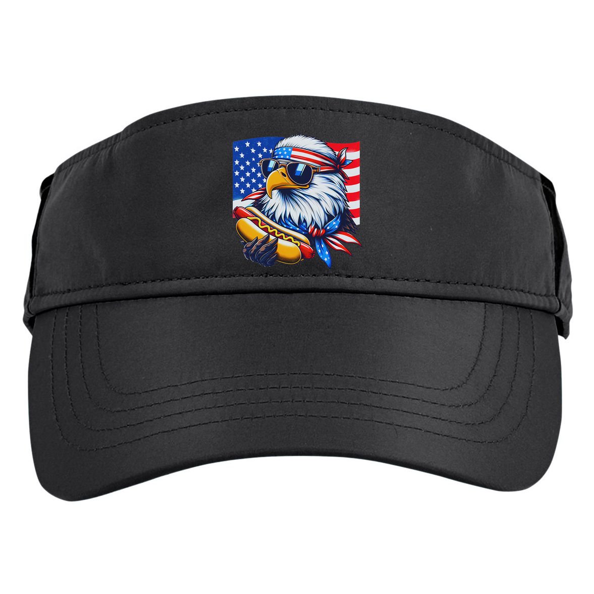 Funny Bald Eagle Hotdog American Flag 4th Of July Patriotic Adult Drive Performance Visor