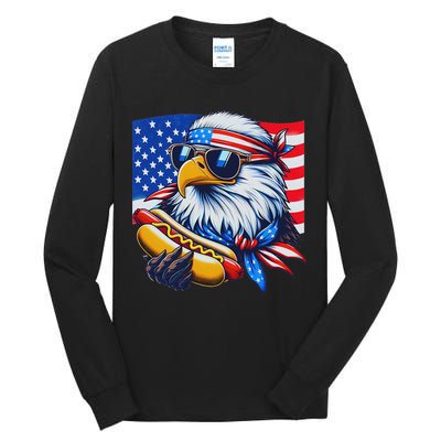 Funny Bald Eagle Hotdog American Flag 4th Of July Patriotic Tall Long Sleeve T-Shirt