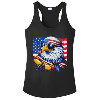 Funny Bald Eagle Hotdog American Flag 4th Of July Patriotic Ladies PosiCharge Competitor Racerback Tank