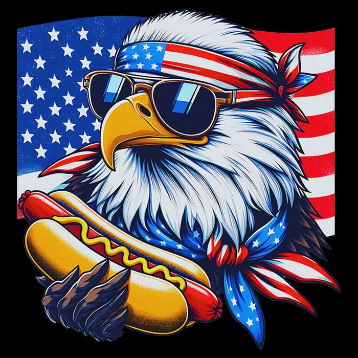 Funny Bald Eagle Hotdog American Flag 4th Of July Patriotic Magnet