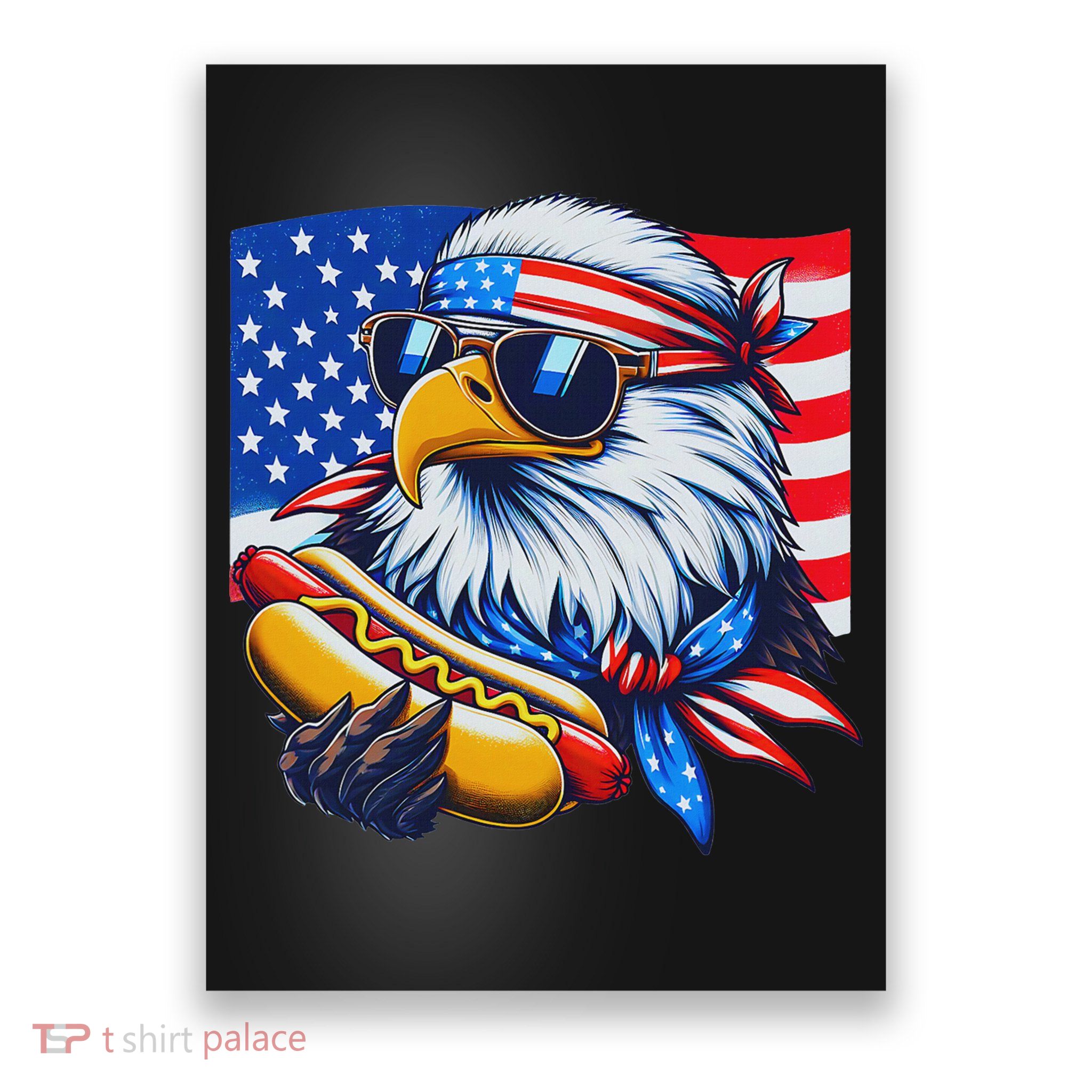 Funny Bald Eagle Hotdog American Flag 4th Of July Patriotic Poster