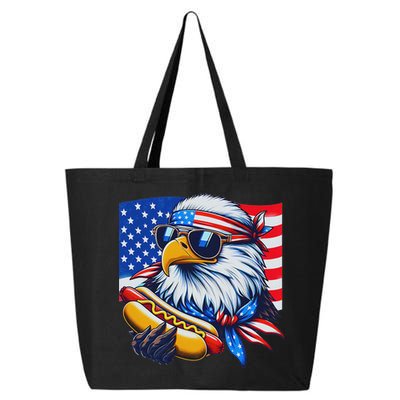 Funny Bald Eagle Hotdog American Flag 4th Of July Patriotic 25L Jumbo Tote