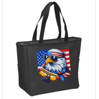 Funny Bald Eagle Hotdog American Flag 4th Of July Patriotic Zip Tote Bag