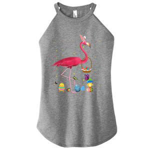 Flamingo Bunny Easter Eggs Hunting Flamingo Happy Easter Funny Gift Women's Perfect Tri Rocker Tank