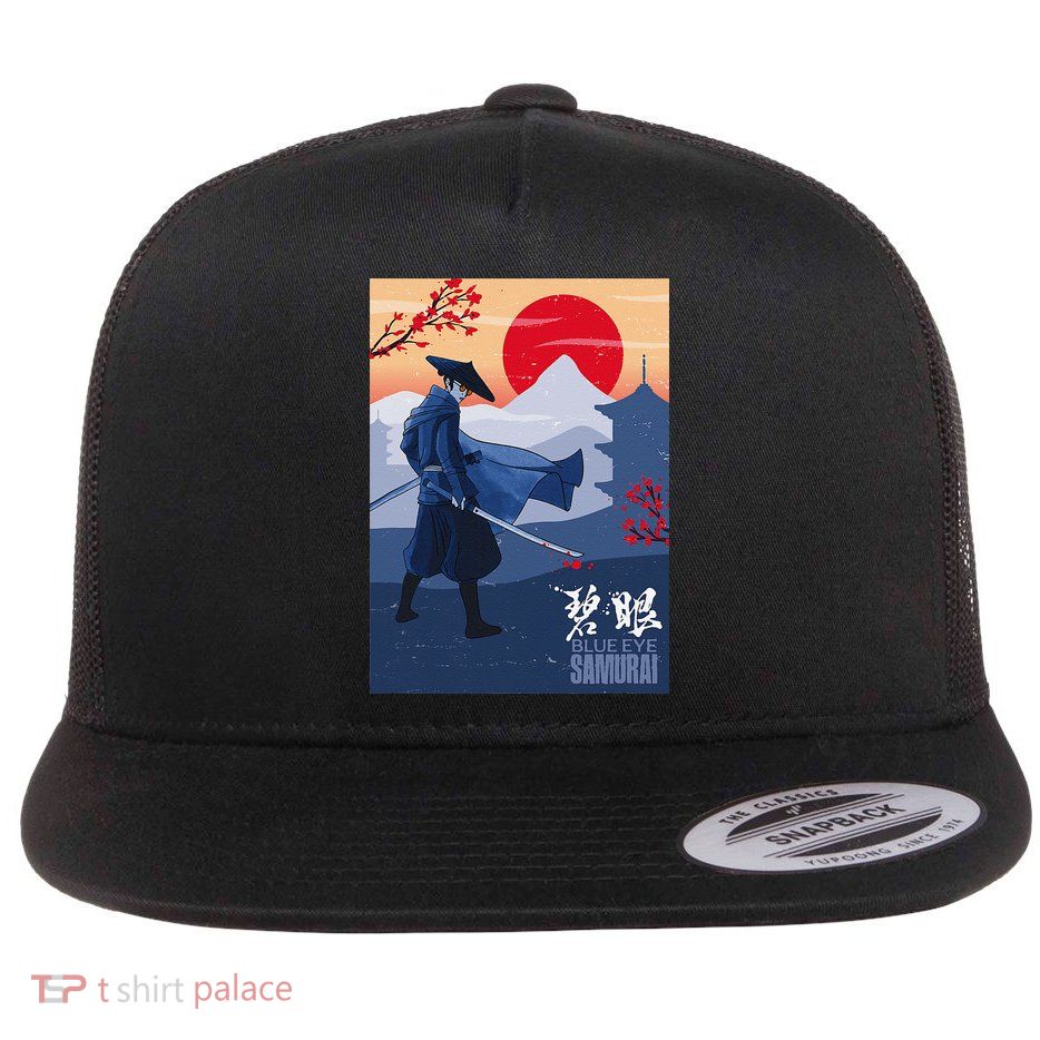 Funny Blue Eye Samurai Mizu Flatbill Hat