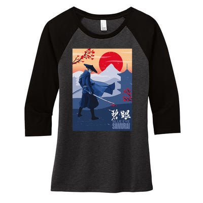 Funny Blue Eye Samurai Mizu Women's Tri-Blend 3/4-Sleeve Raglan Shirt