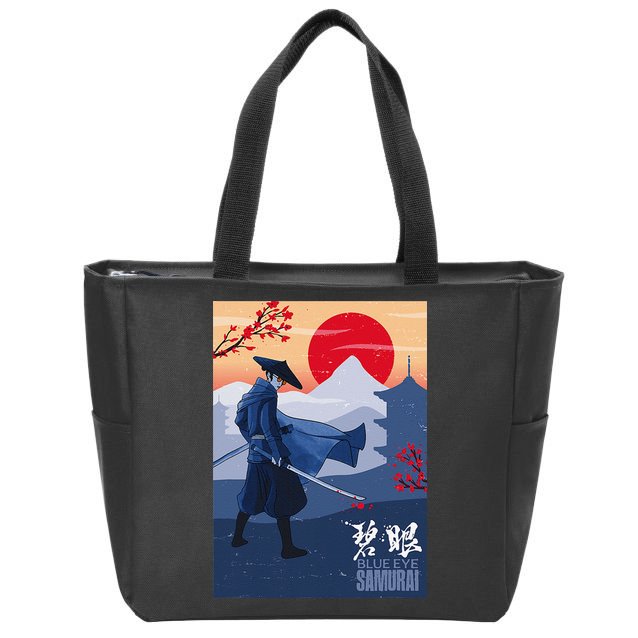Funny Blue Eye Samurai Mizu Zip Tote Bag