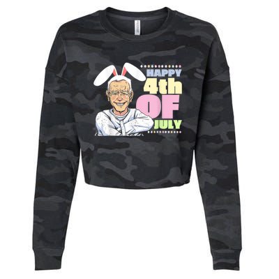 Funny Biden Easter Bunny Confused Happy 4th Of July Cropped Pullover Crew